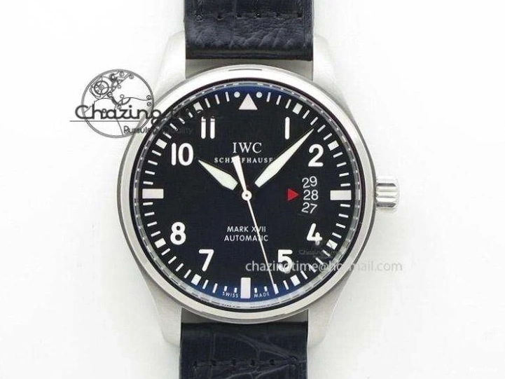MIROTIME 0509 Pilot Chrono SS AZF 1:1 Best Edition Black Dial Orange Markers on Brown Leather Strap A EasyCare 7065